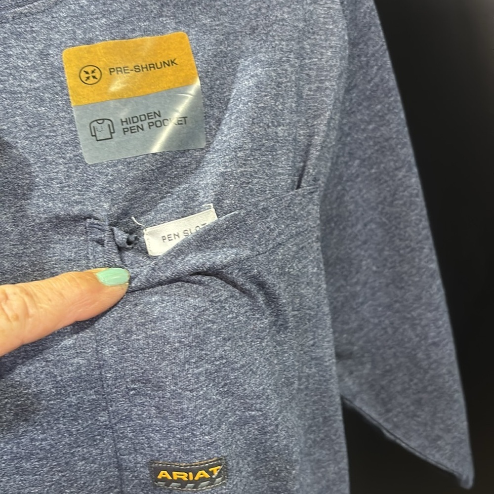 Ariat Rebar Cotton Strong Work pre-shrunk, pocket,pen slot,tagless,crewneck - Picture 2 of 8